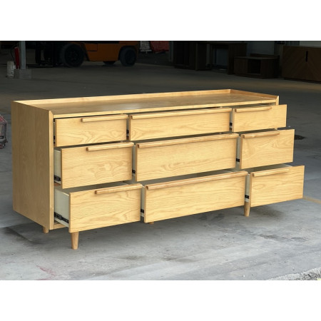 SB589 : Tủ Ngang 09 Ngăn Kéo Màu Vàng Gỗ - Ngang 172cm